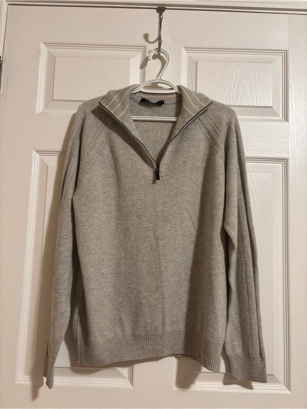 Men's Half-Zip Sweater - Light Gray cashmere